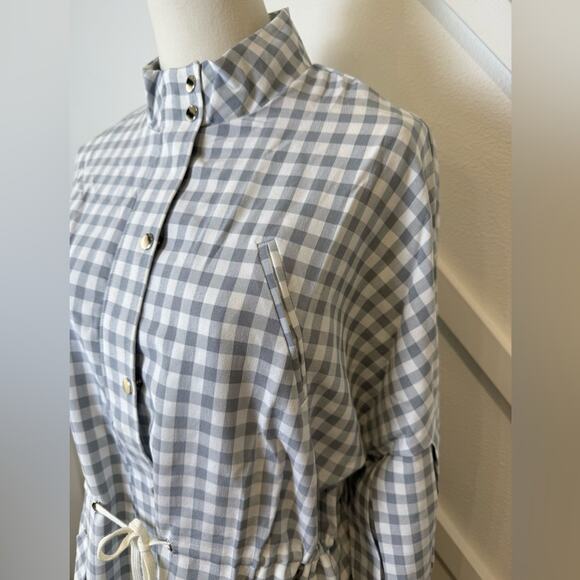 NWT English Factory Grey And White Gingham Checkered Balloon Sleeve Jacket Sz L - Picture 4 of 11
